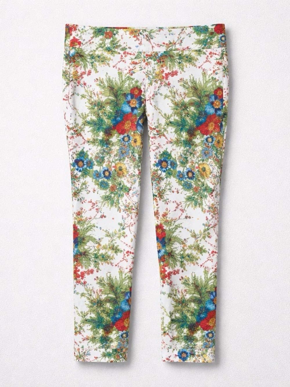 Soft Surroundings White Floral Cropped Leggings